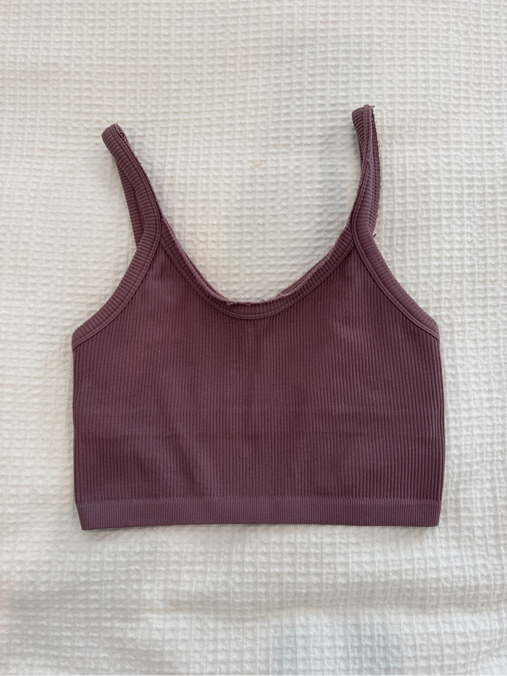 Ribbed Tank Crop Top in Mauve